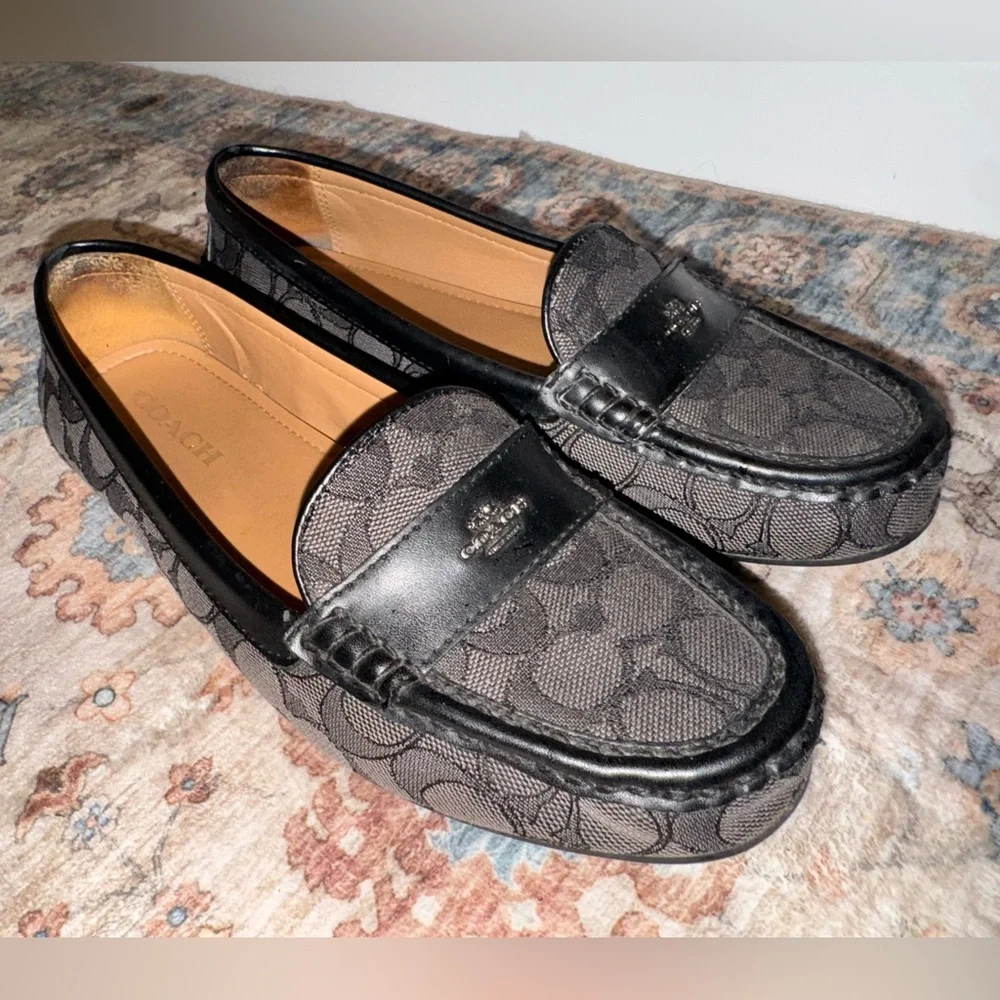 Coach Odette Signature Print Black Loafers